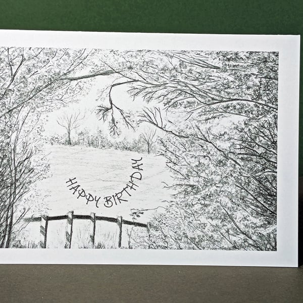Viewpoint Pencil Art Card: Blank or Personalised A6-Size Greetings Card