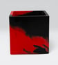 Red and Black 10 cm Square Plant Pot - Marbled Indoor Planter - Image 8