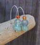 Fluorite, Amazonite and Carnelian bead drop earrings, Argentium Silver Earrings