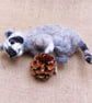 Model of Raccoon, Needle Felted Animal, Poseable Raccoon Figurine - Image 1