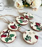 Christmas Robin Rustic Wood Slice Christmas Tree Decorations Set of 6 - Image 1