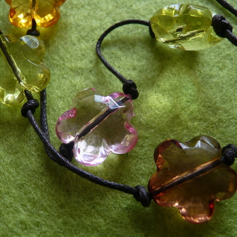 Flower Leather Cord Necklace