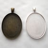 2 x Large Cameo Settings - Antique Brass and Silver