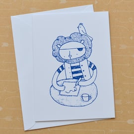 Pirate Lion - Screen Printed Card 