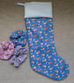 Blue Guinea Pigs Christmas Stocking & 3 Hair Scrunchies Gift Idea