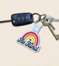 Be Kind Keyring - Embroidered Rainbow Bag Charm - Image 2