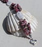 SALE Rhodonite & Crackled Clear Quartz Gemstone Bracelet "Water Lily Dew" - Image 4