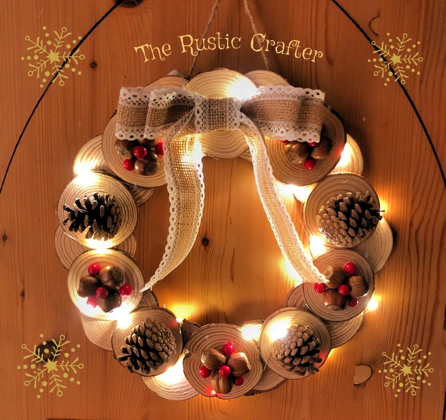 Christmas cone and nut wreath