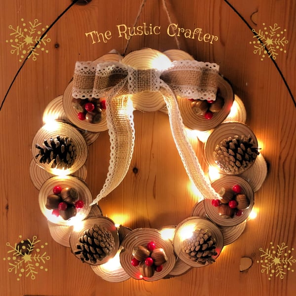 Christmas cone and nut wreath