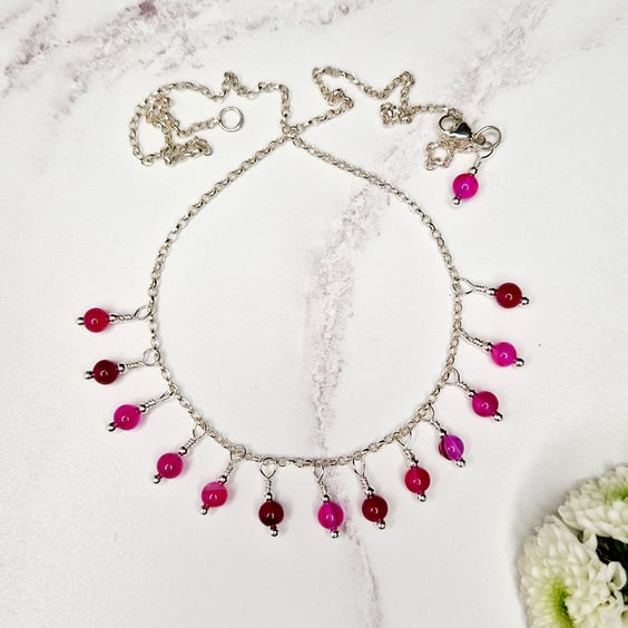 Pink Agate Drop Necklace