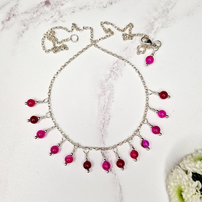 Pink Agate Drop Necklace