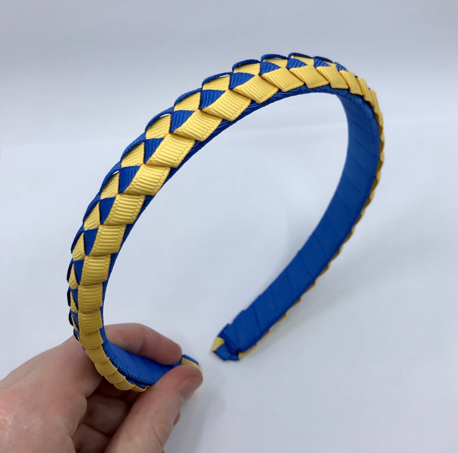 Royal Blue and Yellow Gold Pleated Hairband