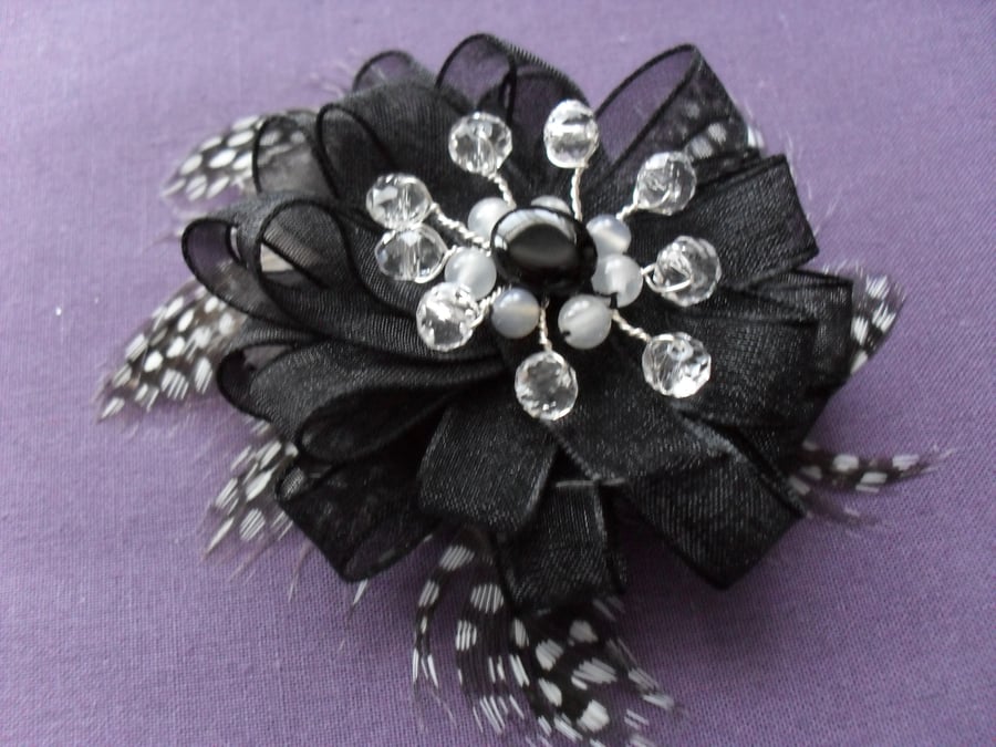 Ribbon and Crystal Brooch