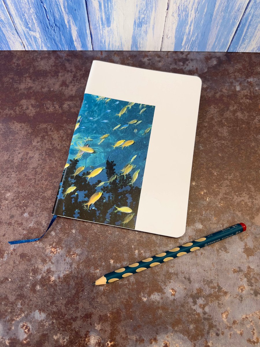 Notebook, Marine themed, A5 (ish), made from up-cycled and recycled materials.