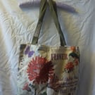 Tote Bag Russet Chrysanthemums Lined Long Handles Interior Zip Pocket