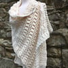 Handmade cream lace and texture shawl 
