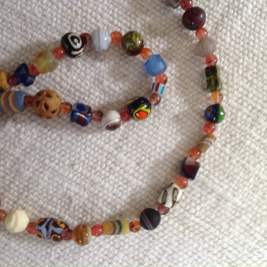 Bead Collection Necklace with antique, vintage and modern beads