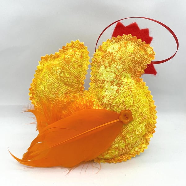 Handmade Easter Hanging Decoration Set – Yellow Bunny, Goose, Chicken & Heart Or