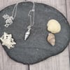 Real seashell preserved in silver, pendant necklace