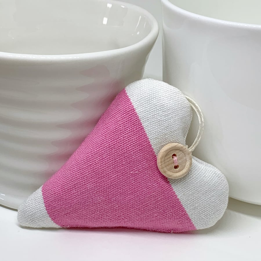 LAVENDER HEART - pink and white stripes