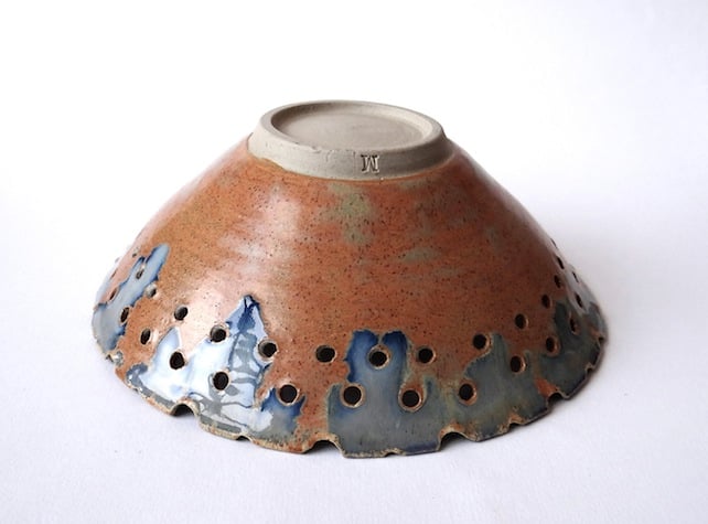 Decorative ceramic bowl with perforated rim - h... - Folksy