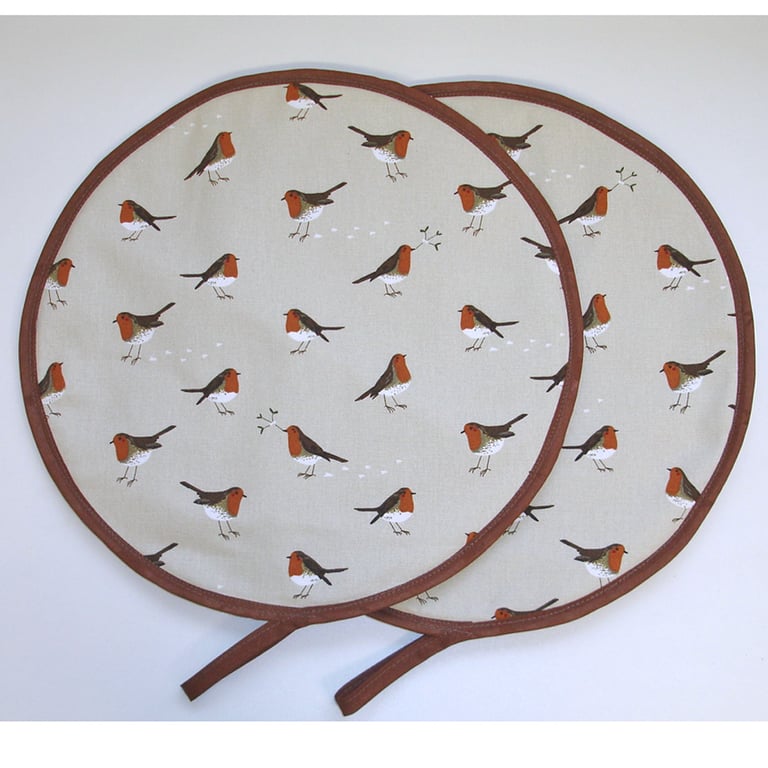 Christmas Aga Hob Lid Covers Robin Pair ats Pads Round Surface Saver Mistletoe