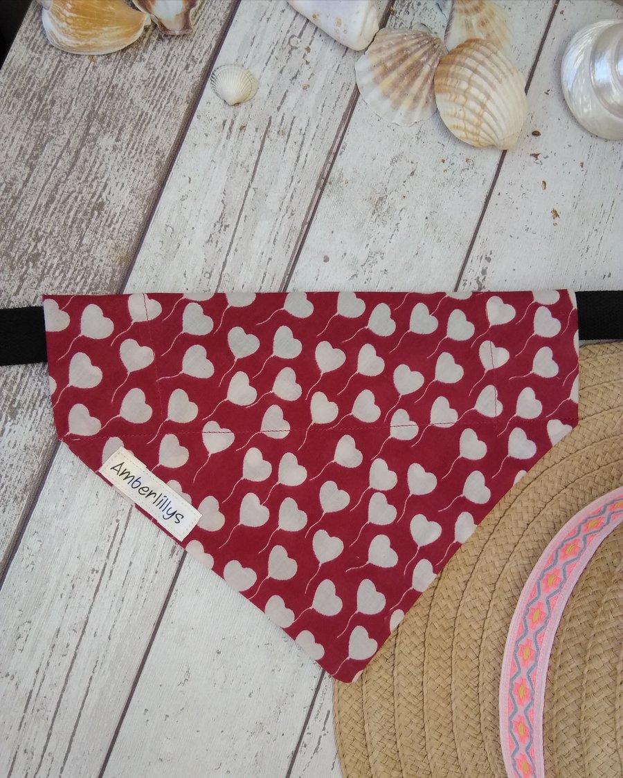 Dog Bandana over the collar hearts 