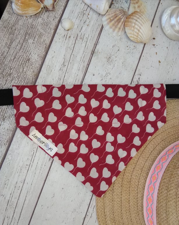 Dog Bandana over the collar hearts 