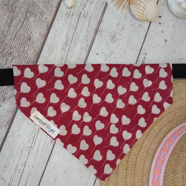 Dog Bandana over the collar hearts 