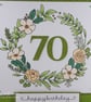 Handmade 70th Birthday card - floral wreath - Image 3