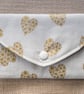 Padded Pouch White with Gold Hearts for Mobile Phone Make-Up Credit Card Tissues - Image 1