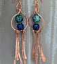 Handcrafted Copper Dangle Earrings with Lapis Lazuli & African Turquoise Jasper
