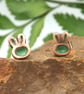 Copper Rabbit Head Stud Earrings, Bunny Earrings, 7th Anniversary Gift. Wildlife - Image 1