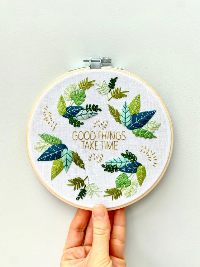 ‘Good Things Take Time', Embroidery Kit, Needlepoint Kit, Craft kit