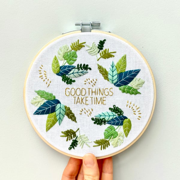 Embroidery Kit, ‘Good Things Take Time', Needlepoint Kit, Craft kit