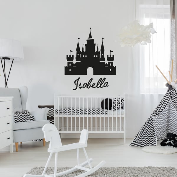Castle Wall Sticker - Personalised Princess Theme Girly Castle Fairytale Sticker