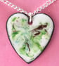 pendant - heart: scrolled brown and green on white - Image 4