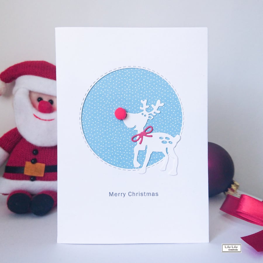 Christmas Card, Rudolph the Reindeer, handmade