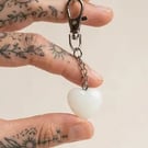 Minimalist White Stone Heart Keychain - Ritual-Craft Talisman