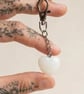 Minimalist White Stone Heart Keychain - Ritual-Craft Talisman
