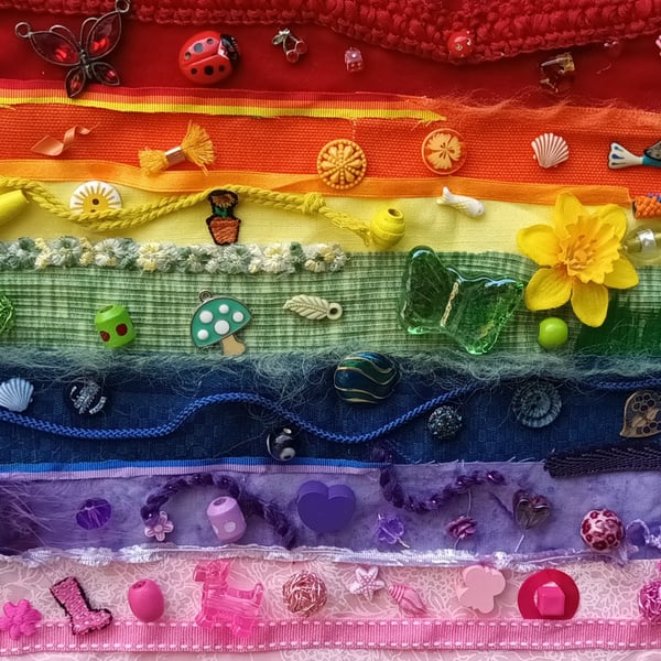 Rainbow Multicoloured 3D Artwork made with recycled materials