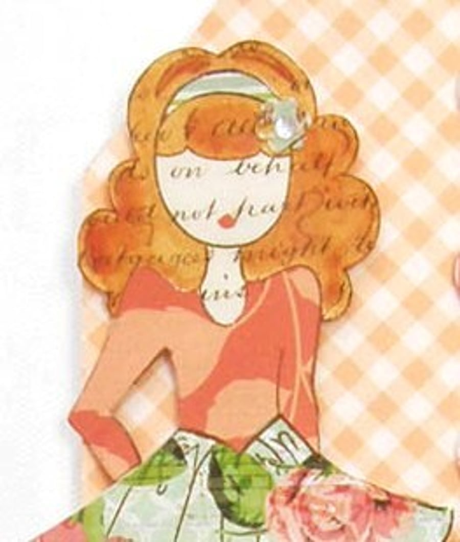 Handmade Doll Card, Emily in Autumn Colours