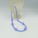 Necklace with lilac and clear twist lampwork handmade glass beads -one of a kind