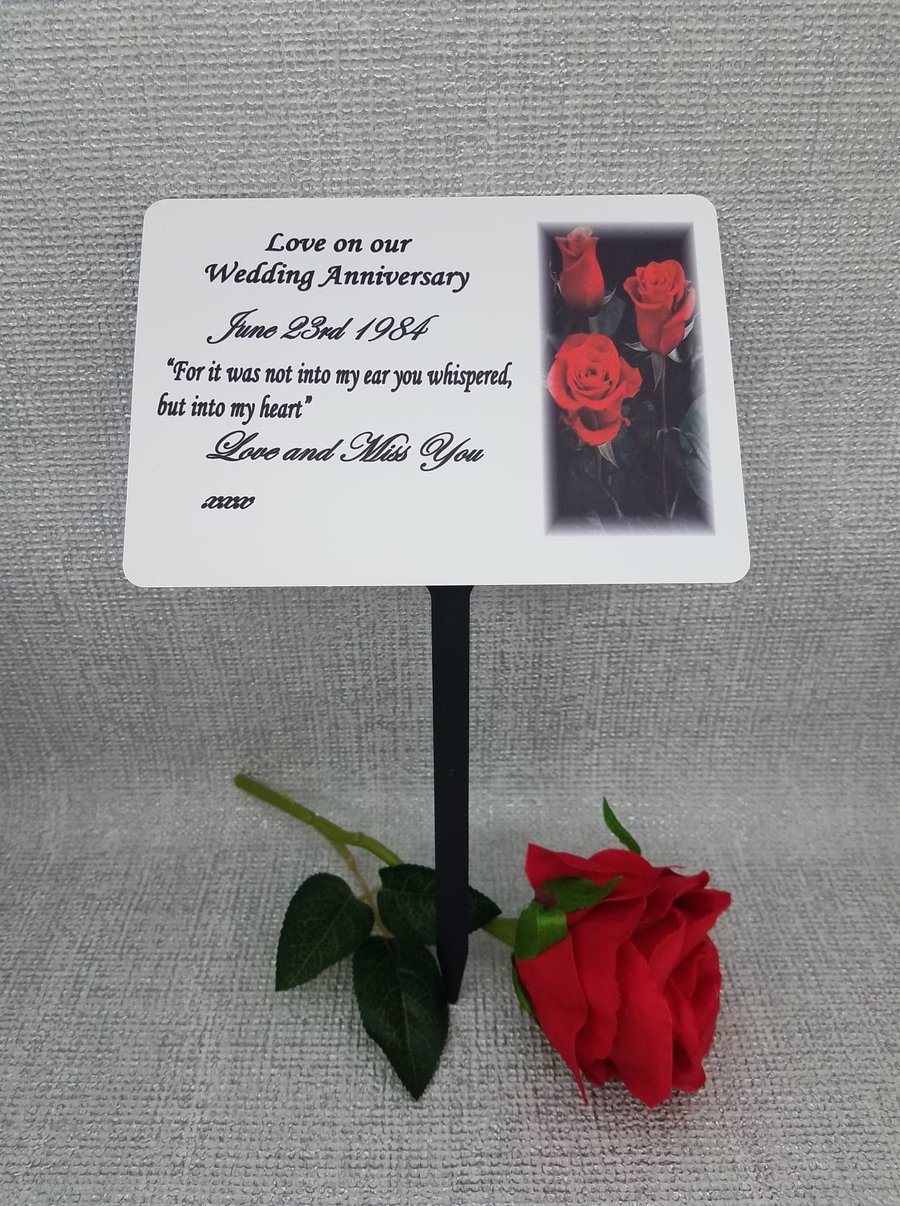 Grave Anniversary Plaque Grave Ornament Grave Plaque Memorial Cemetery Plaque