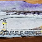 Skye Bridge painted on driftwood. 