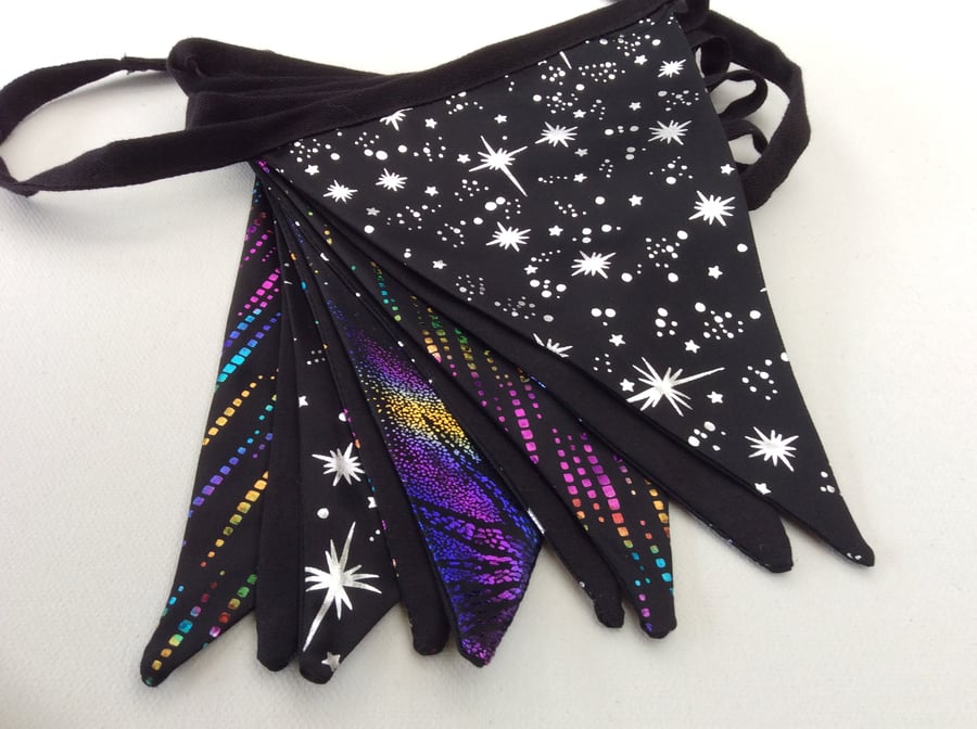 Space Galaxy Bunting, with Silver stars and Purple swirls, Geek, Cosplay