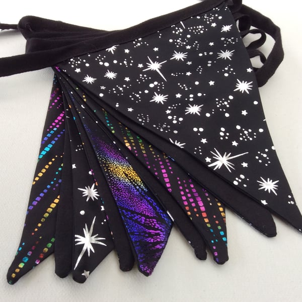 Space Galaxy Bunting, with Silver stars and Purple swirls, Geek, Cosplay