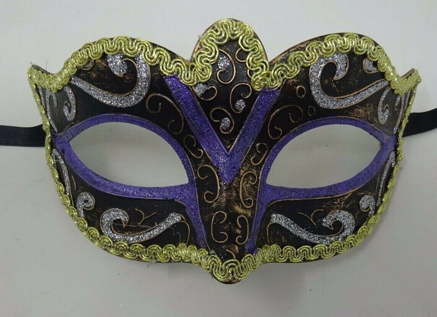 Lilac, Black, Bronze, Gold and Silver Masquerade Carnival Party Ball Eye Mask