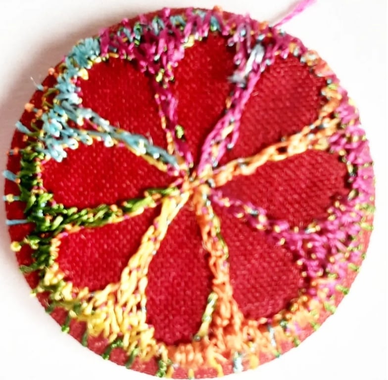 Buttons 1 inch button Hand Dyed Silks and Cottons Free Machine Embroidery Button