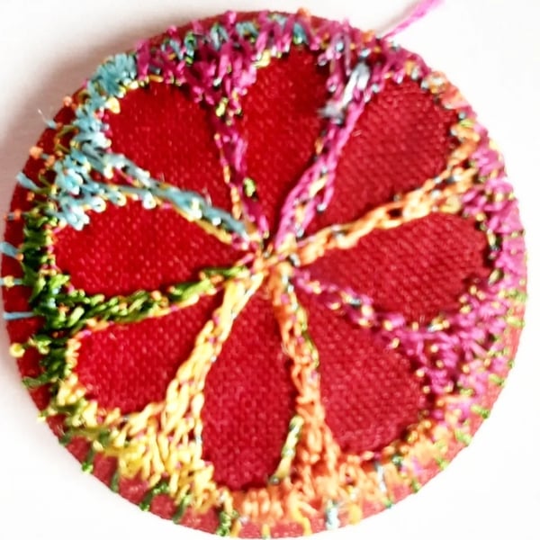 Buttons 1 inch button Hand Dyed Silks and Cottons Free Machine Embroidery Button